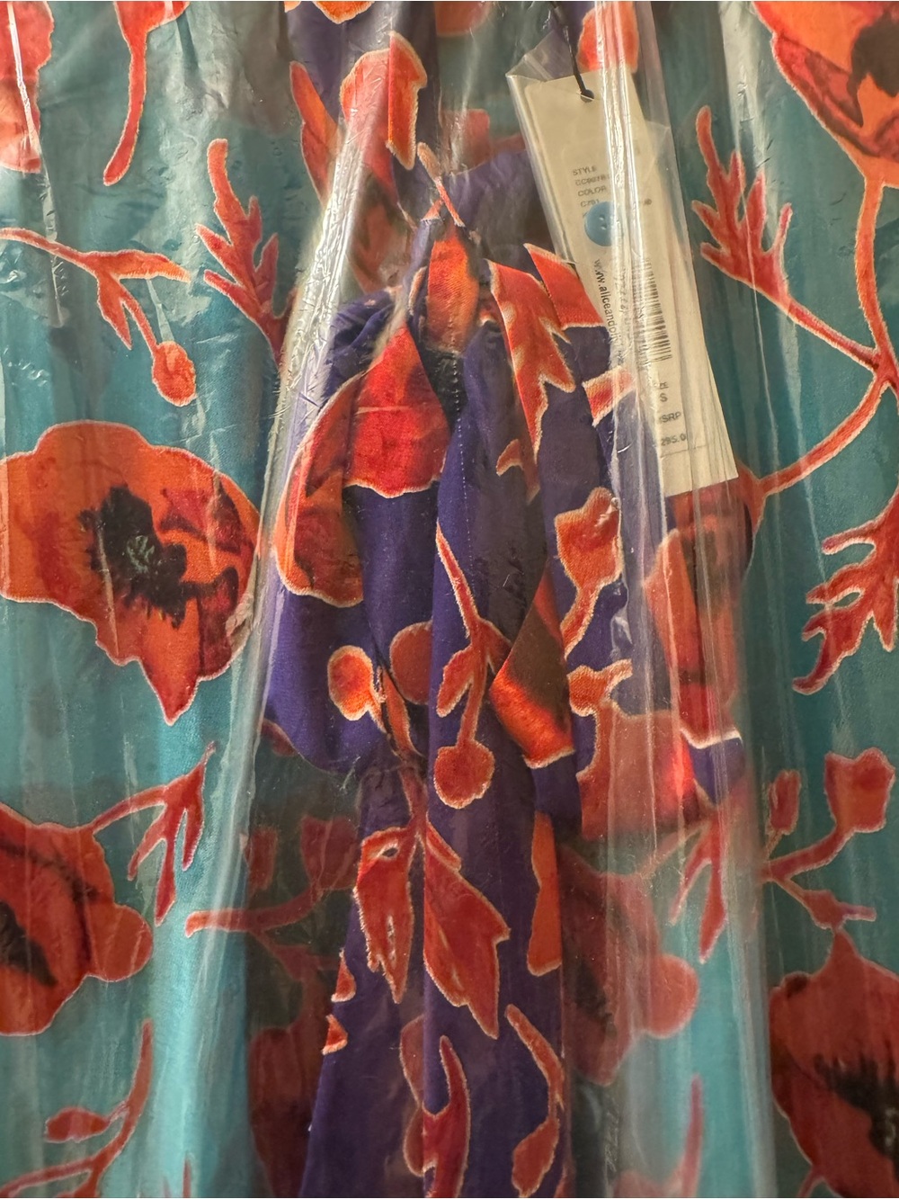 🌺NWT Alice + Olivia Jeannie Silk-Blend Bow Blouse Poppy Garden Bluebird Small🌺 - Picture 9 of 15
